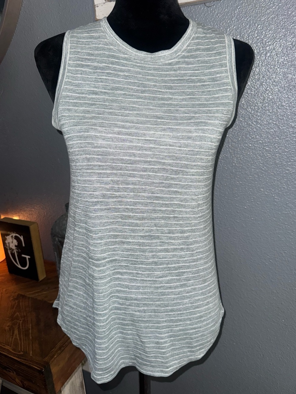 Athleta Sleeveless Gray Stripe Tank Top - Casual Women’s Top